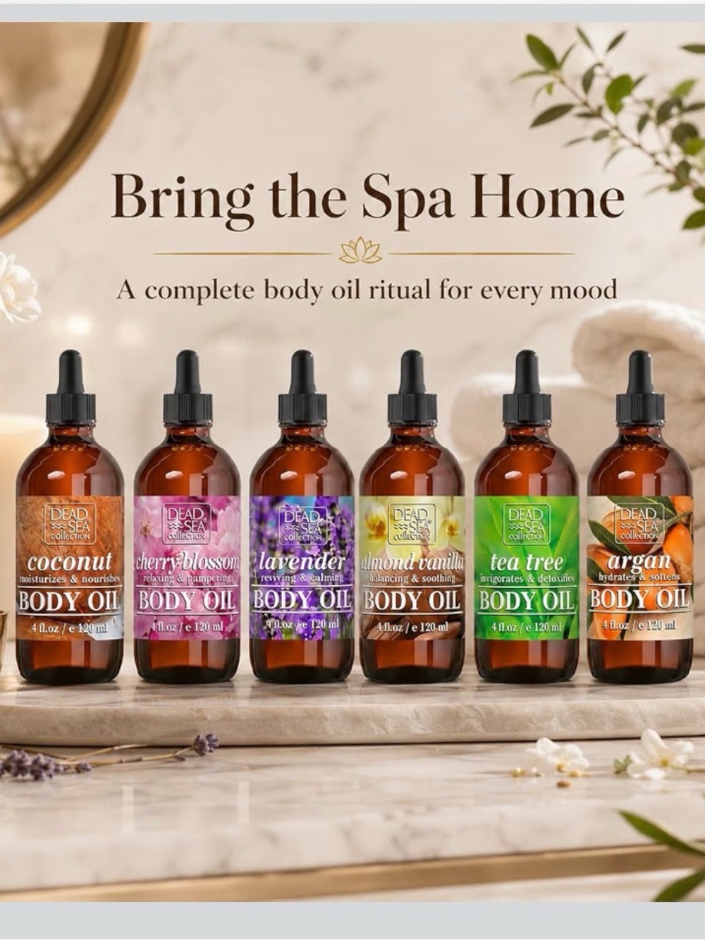 NWT Dead Sea Collection Body Oil Set - 6 Pc Variety Pack (4 fl oz each